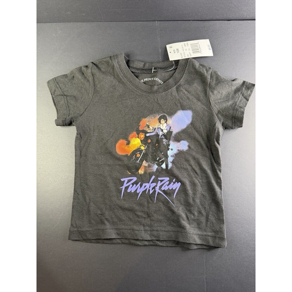 Boys Toddler 12 Months Black Short Sleeve Purple Rain Prince Graphic T-Shirt